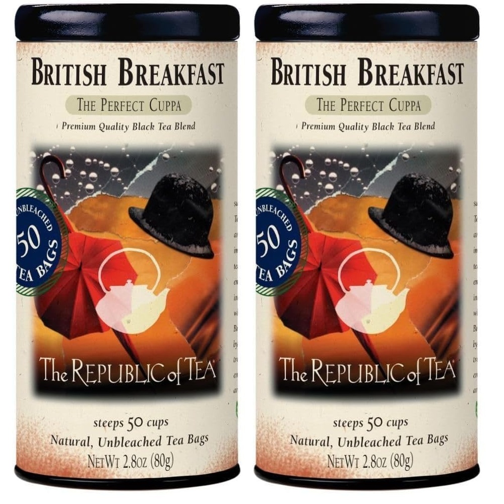 image:imageThe Republic of Tea British Breakfast Tea 28 oz Tin 50 Tea Bags Gourmet Black Tea Caffeinated50 Count Pack of 2