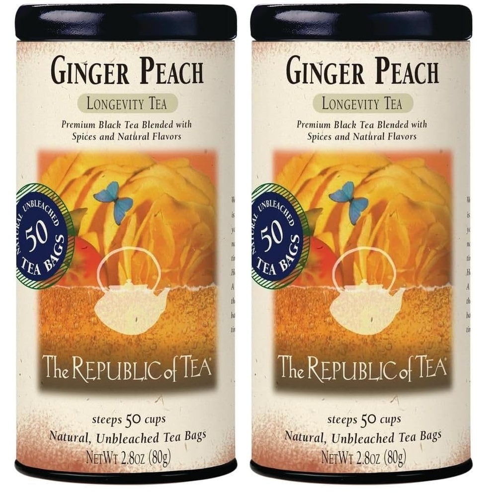 image:imageThe Republic of Tea Ginger Peach Black Tea Caffeinated 50 Count50 Count Pack of 2