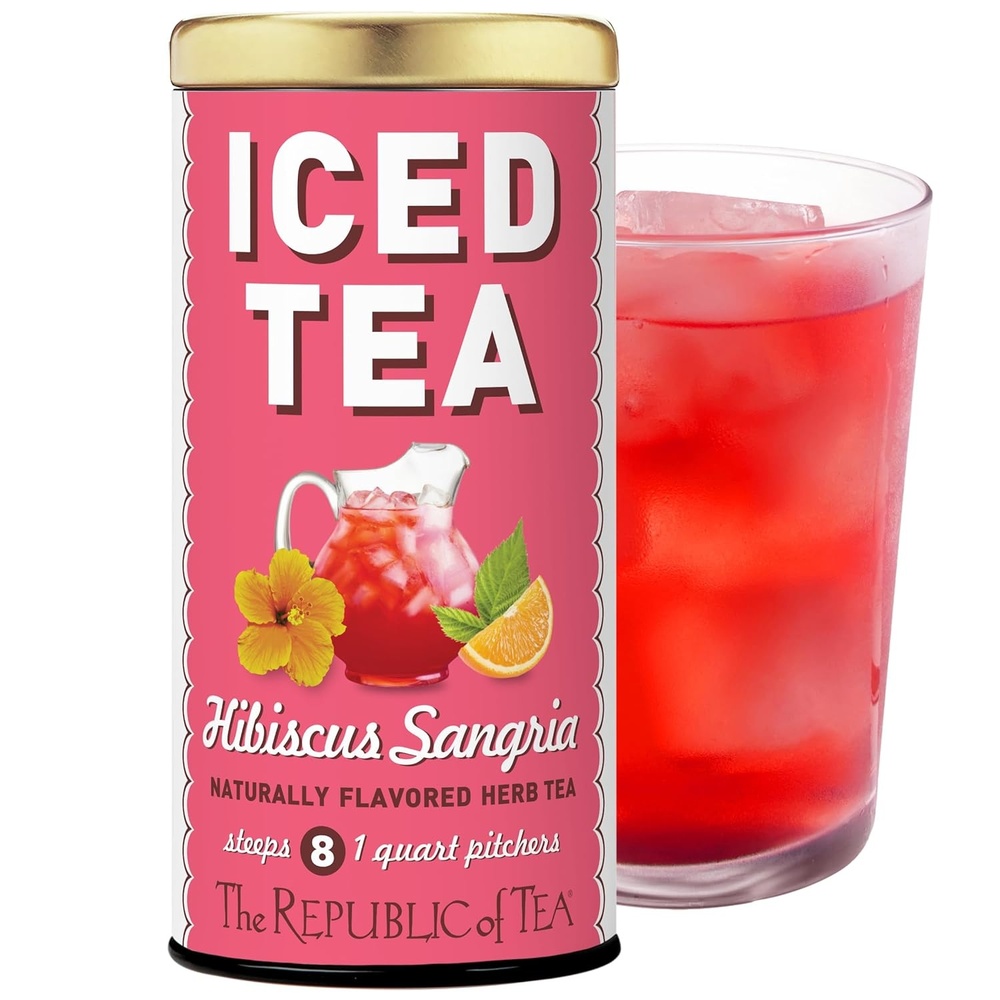 image:imageThe Republic of Tea Hibiscus Sangria Iced Herbal Tea 8 Large QuartSized Iced Tea Pouches Naturally Caffeine Free