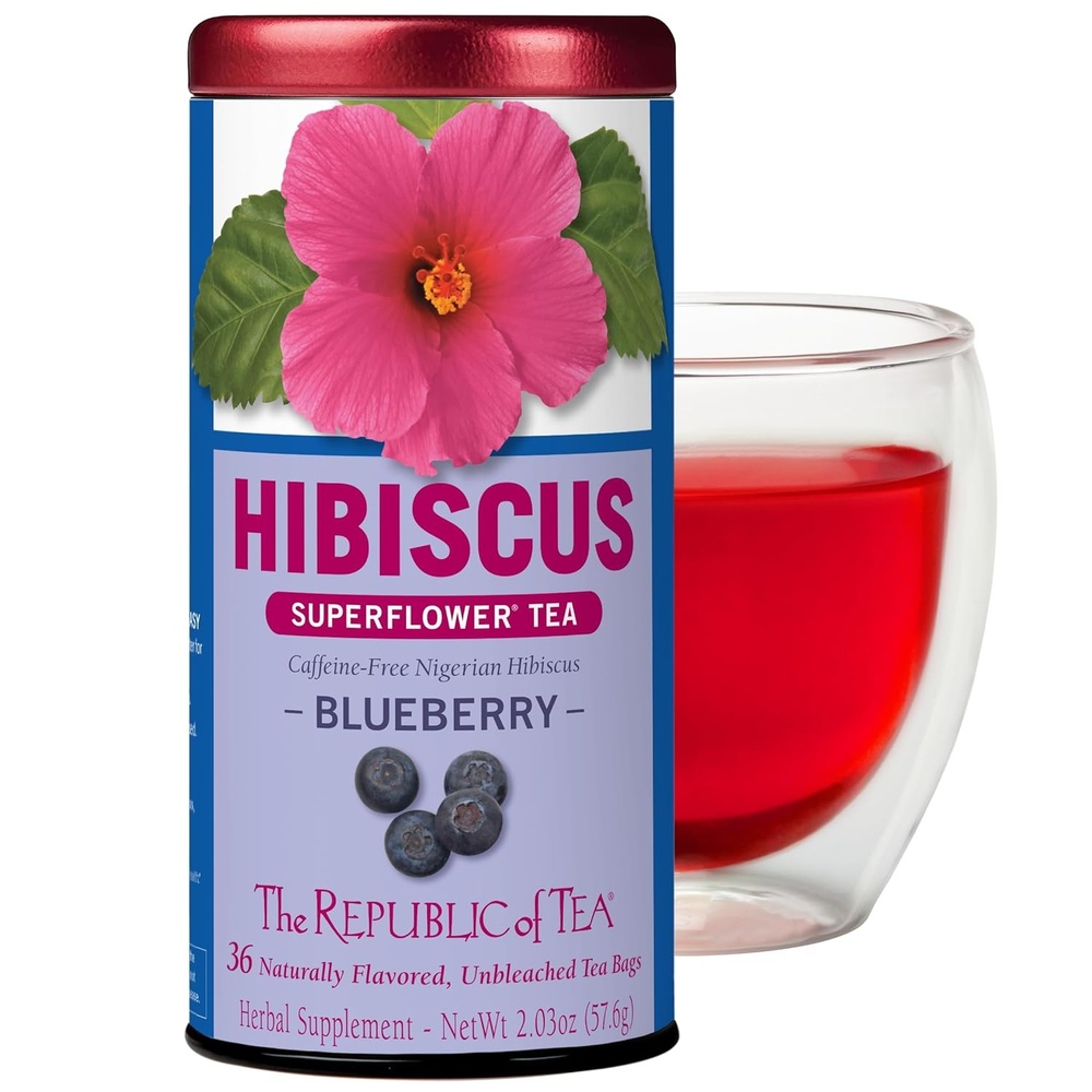 image:imageThe Republic of Tea Hibiscus Blueberry Superflower Herbal Tea 36 Tea Bag Tin36 Count Pack of 1
