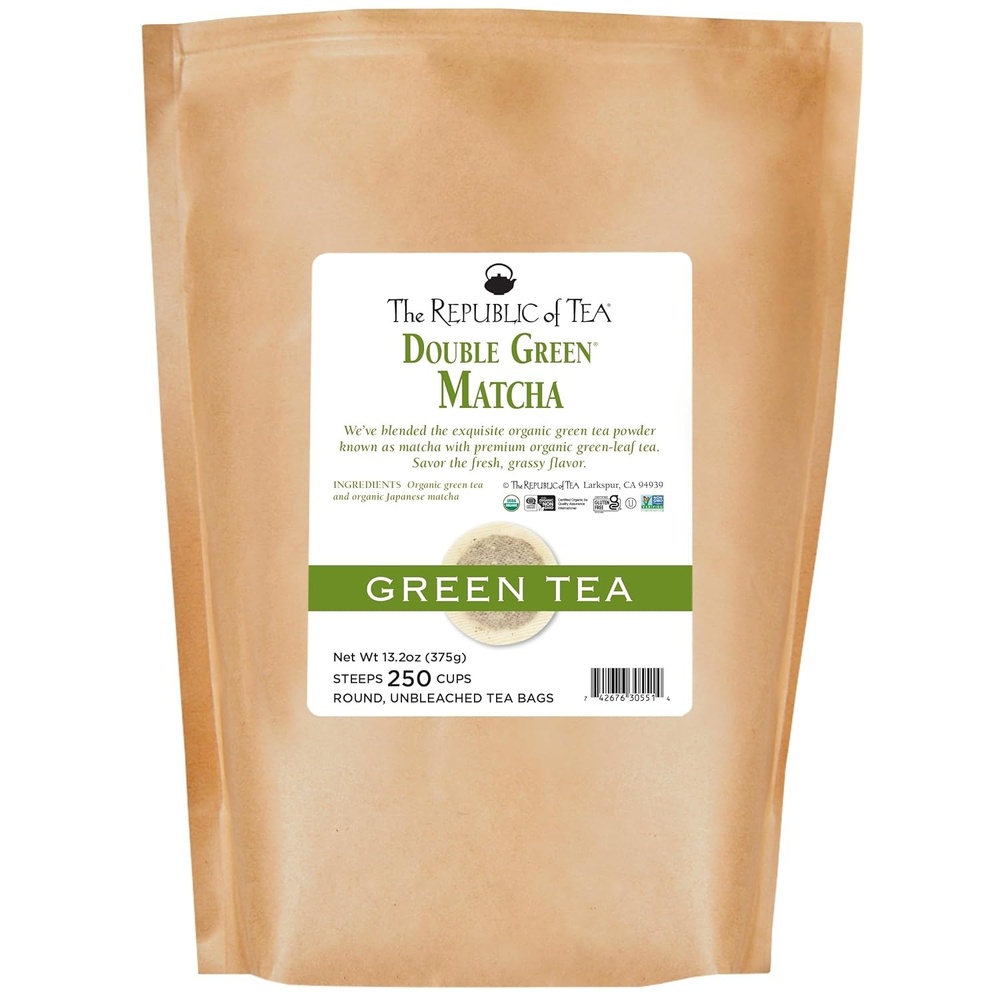 image:imageThe Republic of Tea Organic Double Green Matcha Individual Tea Bags with Japanese Matcha Tea Powder and Green Tea Leaves Blend Natural Unbleached Bags in Reusable Tin Canister 50 Tea Bags250 Count Pack of 1