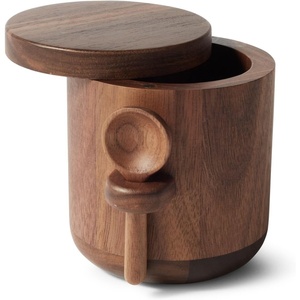 image:imageSur La Table American Black Walnut Salt Keeper  Stylish Countertop Storage for Everyday Cooking