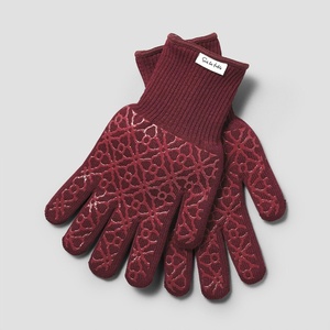 image:imageSur La Table Large Tile Oven Gloves Light Gray Set of 2 Silicone TilePattern Gloves with Extended Cuff for Oven and Grill Use Set of 2Dark Red
