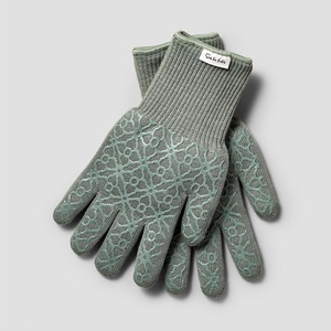 image:imageSur La Table Large Tile Oven Gloves Light Gray Set of 2 Silicone TilePattern Gloves with Extended Cuff for Oven and Grill Use Set of 2Green