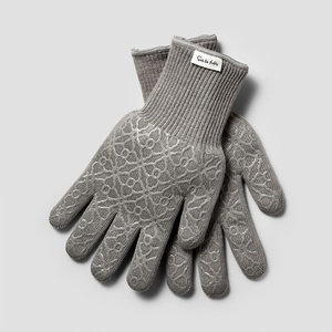 image:imageSur La Table Large Tile Oven Gloves Light Gray Set of 2 Silicone TilePattern Gloves with Extended Cuff for Oven and Grill Use Set of 2Light Gray