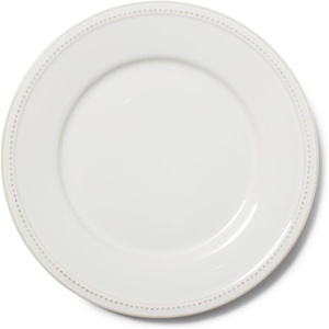 image:imageSur La Table Pearl Dinner Plates White Raised Dot Border with Distressed White Glaze for Everyday and Formal Dining Set of 4White