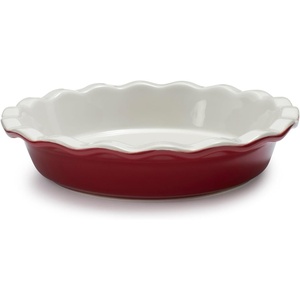 image:imageSur La Table Pie Dish Red Fluted Rim Ceramic with Vibrant Red Glaze for Fruit Custard and Savory Pies 95 inRed