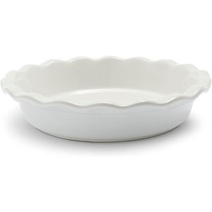 image:imageSur La Table Pie Dish Red Fluted Rim Ceramic with Vibrant Red Glaze for Fruit Custard and Savory Pies 95 inWhite