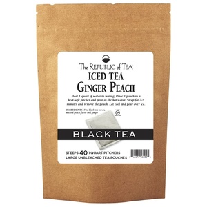 image:imageThe Republic of Tea  Ginger Peach Black Iced Tea Bags 8 Large QuartSized Iced Tea Pouches Naturally Caffeinated40 Count Pack of 1