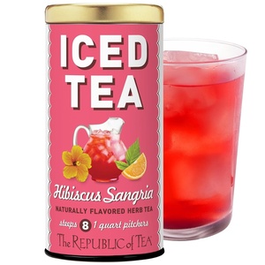 image:imageThe Republic of Tea  Hibiscus Sangria Iced Herbal Tea 8 Large QuartSized Iced Tea Pouches Naturally Caffeine Free