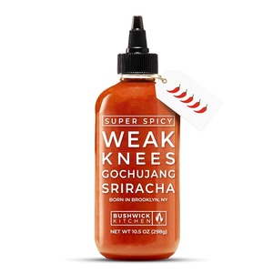 image:imageWeak Knees Gochujang Sriracha Hot Sauce  Infused with Bold Korean Gochujang Paste amp Classic Spicy Sriracha for Noodles Rice amp Marinades  Made in the USA  105oz Squeeze BottleSuper Spicy Sriracha 105oz