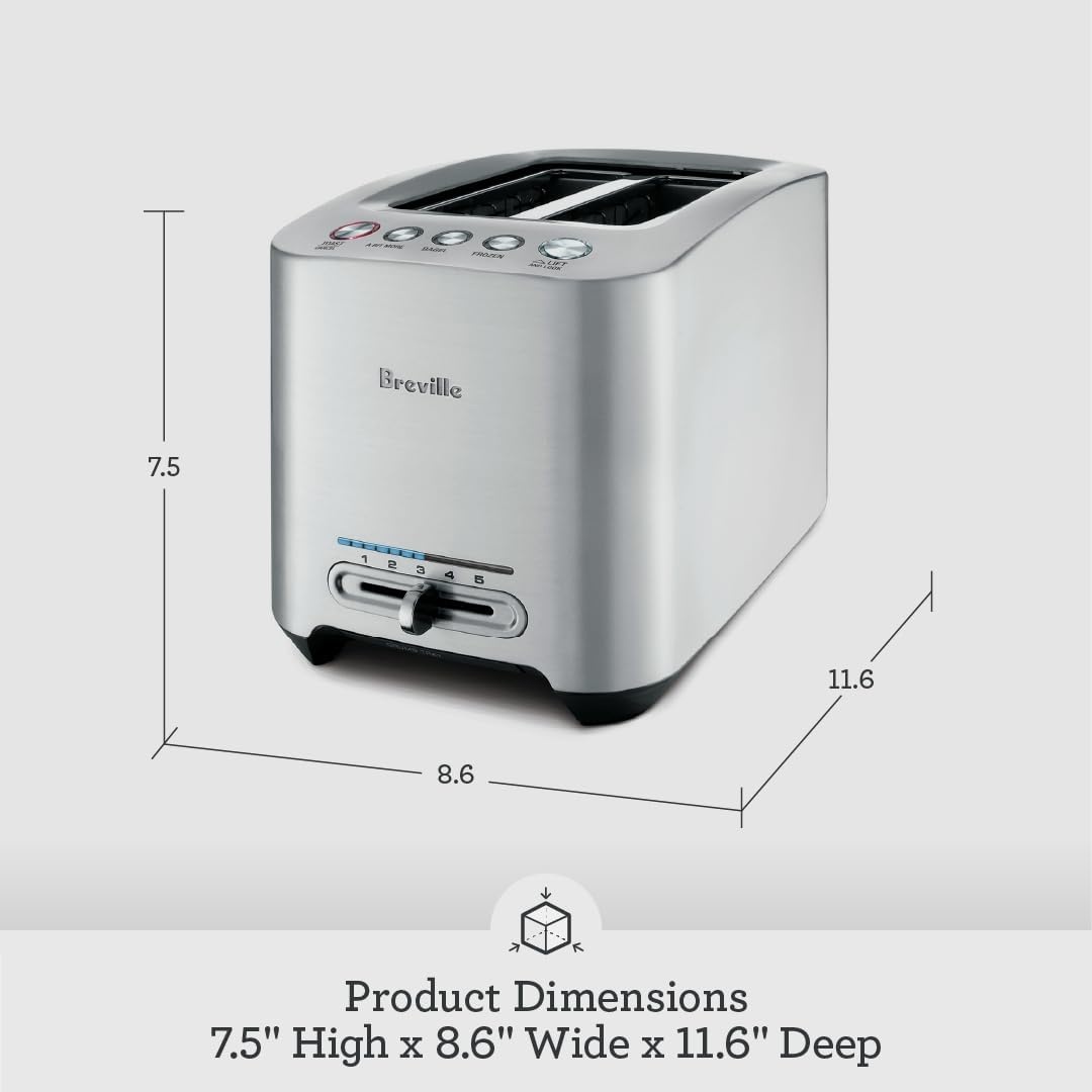 image:imageBreville BTA820XL DieCast Smart Toaster 2 Slice Brushed Stainless Steel