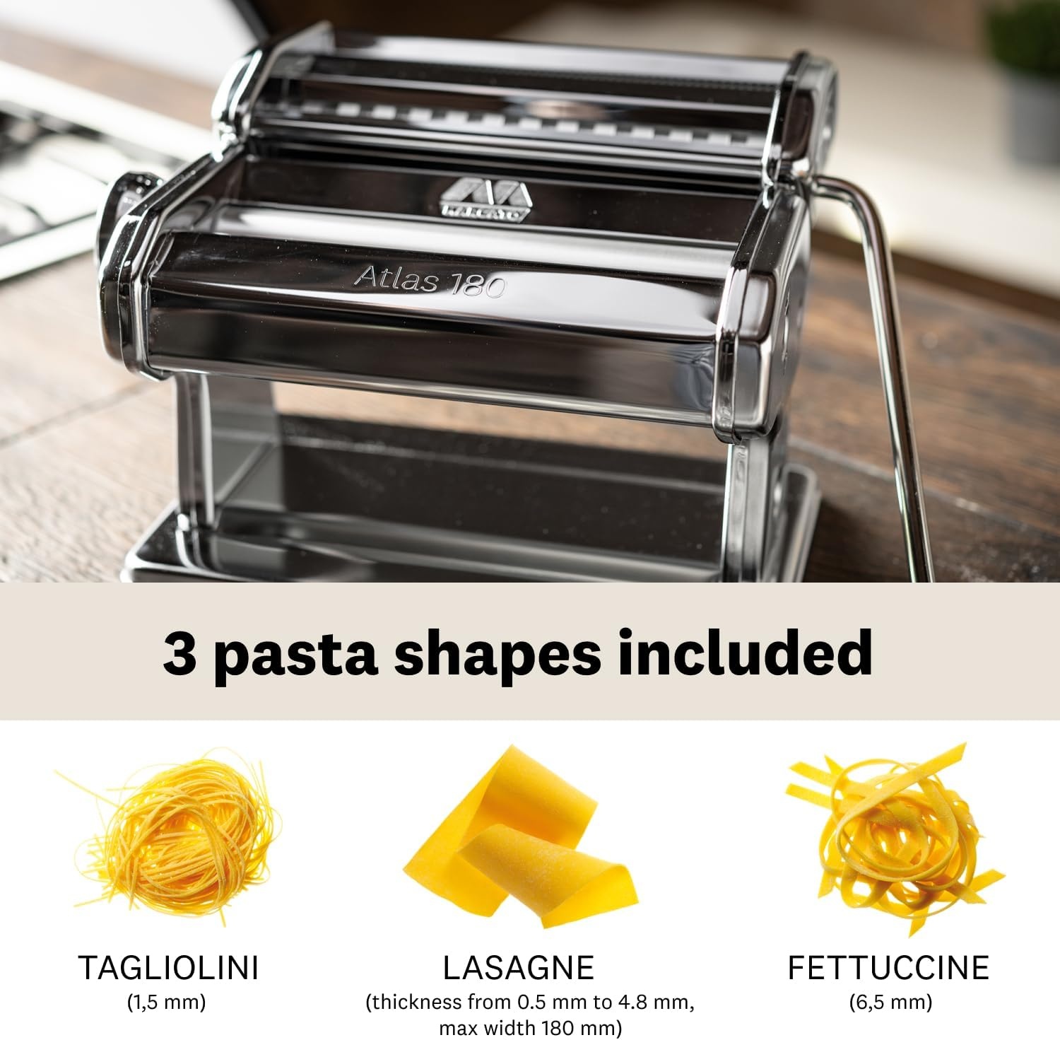 image:imageMARCATO Made in Italy Atlas 180 Classic Manual Pasta Machine Chrome Steel Makes Lasagne Fettuccine amp Tagliolini