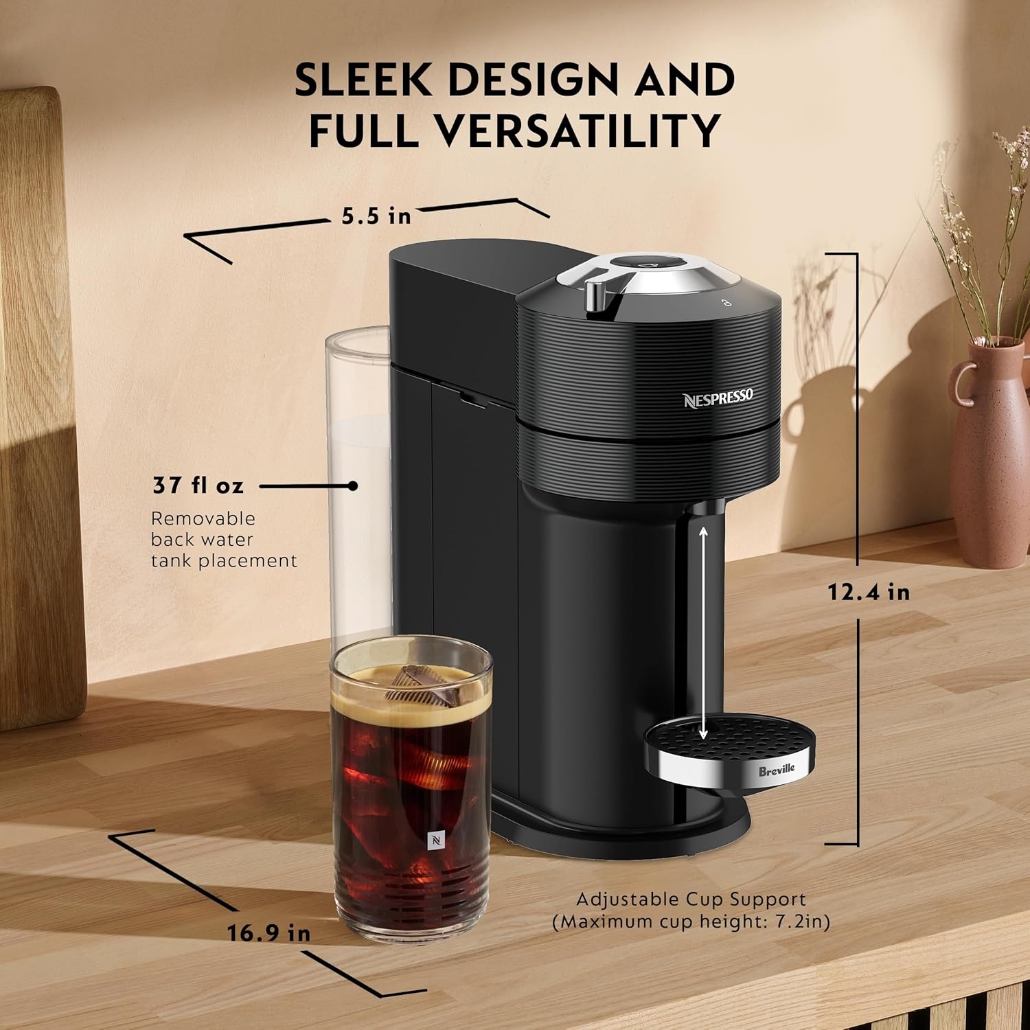image:imageNespresso Vertuo Next Premium Coffee and Espresso Maker by Breville with Aeroccino Milk FrotherBlack