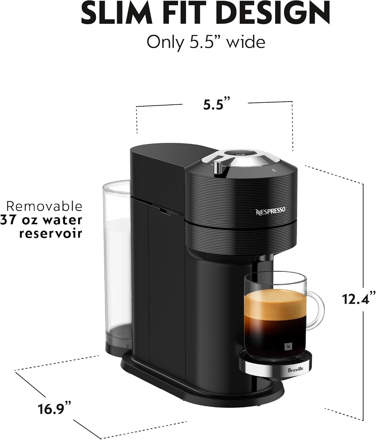 image:imageNespresso Vertuo Next Premium Coffee and Espresso Maker by Breville with Aeroccino Milk FrotherBlack