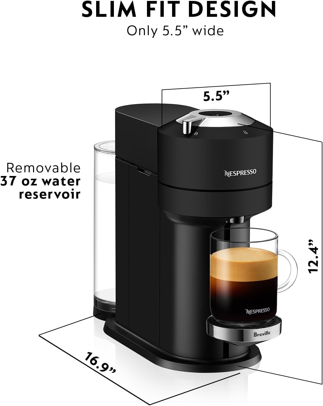 image:imageNespresso Vertuo Next Premium Coffee and Espresso Maker by Breville with Aeroccino Milk FrotherBlack Matte