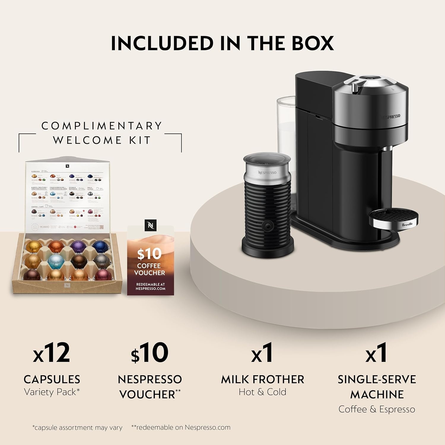 image:imageNespresso Vertuo Next Premium Coffee and Espresso Maker by Breville with Aeroccino Milk FrotherChrome