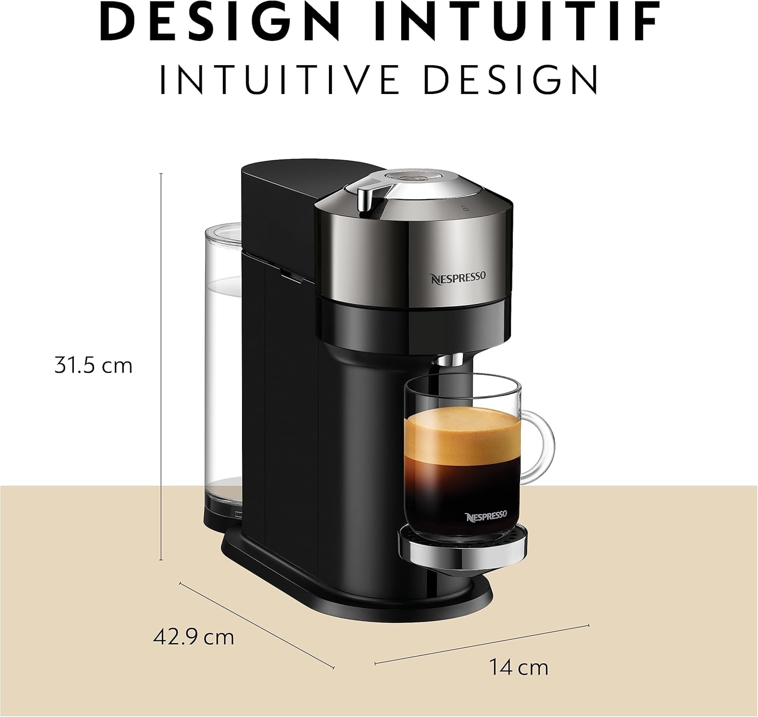 image:imageNespresso Vertuo Next Premium Coffee and Espresso Maker by Breville with Aeroccino Milk FrotherChrome