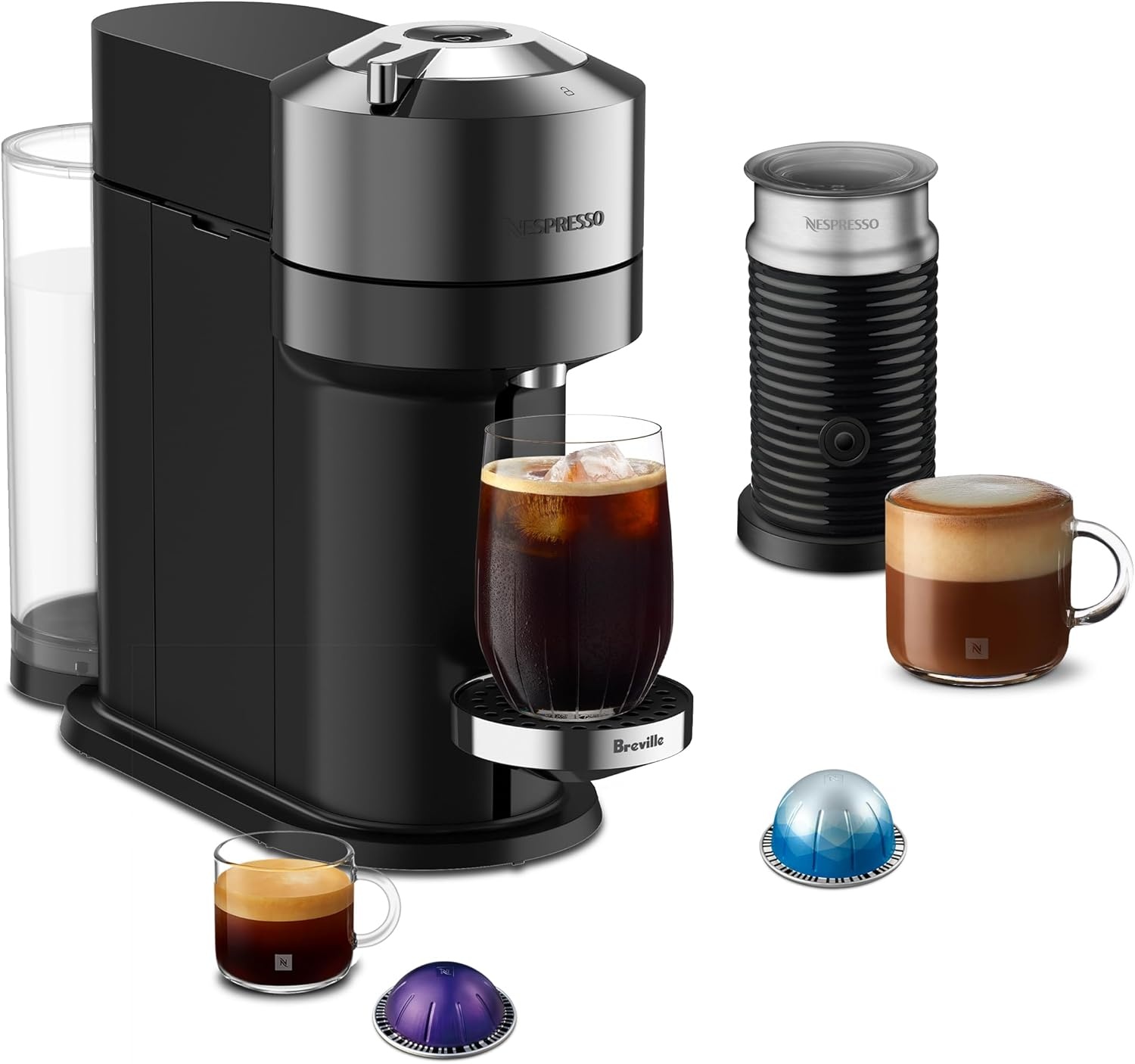 image:imageNespresso Vertuo Next Premium Coffee and Espresso Maker by Breville with Aeroccino Milk FrotherChrome