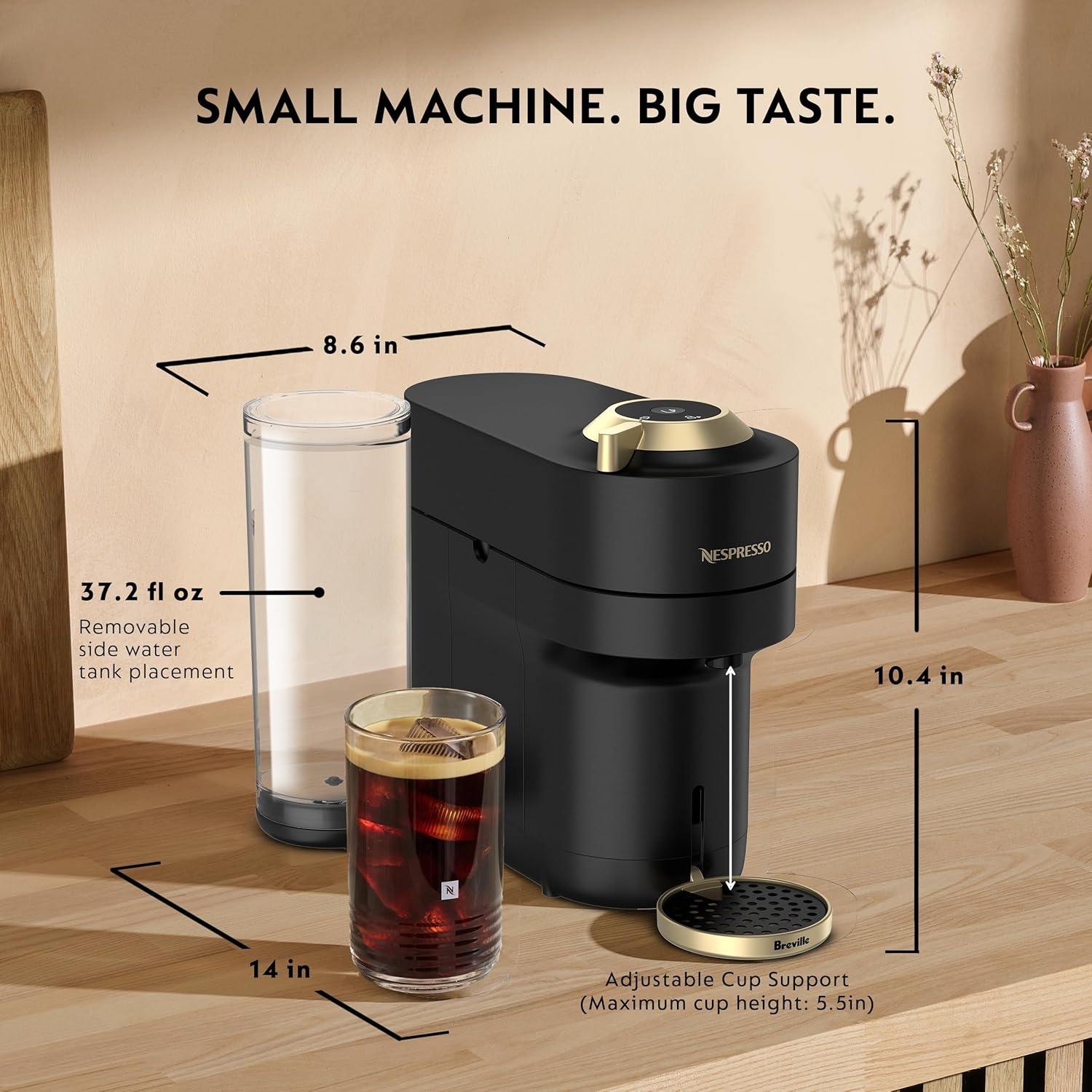 image:imageNespresso Vertuo Pop Coffee and Espresso Maker by Breville Matte Black GoldMatte Black Gold