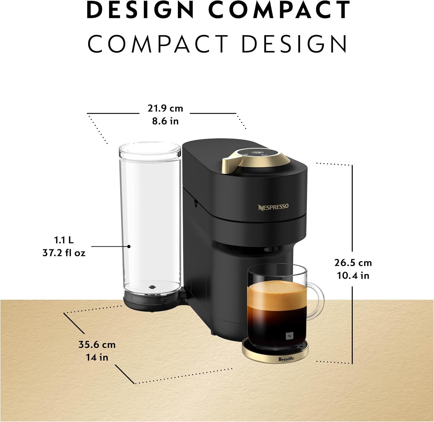 image:imageNespresso Vertuo Pop Coffee and Espresso Maker by Breville Matte Black GoldMatte Black Gold