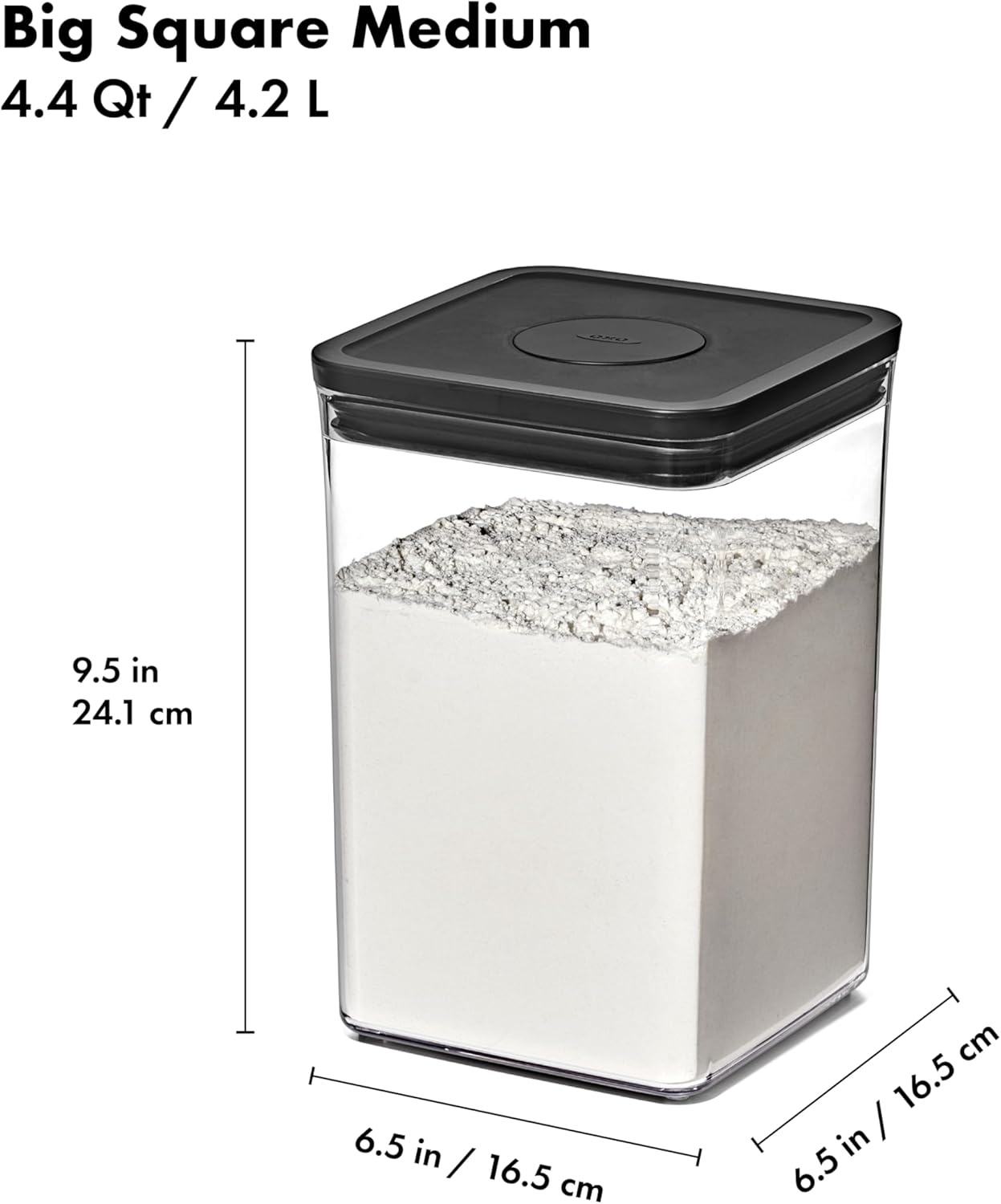 image:imageOXO Good Grips POP Container Airtight Food Storage Big Square Tall 60 Qt Ideal for bulk snacks and cerealMatte Black