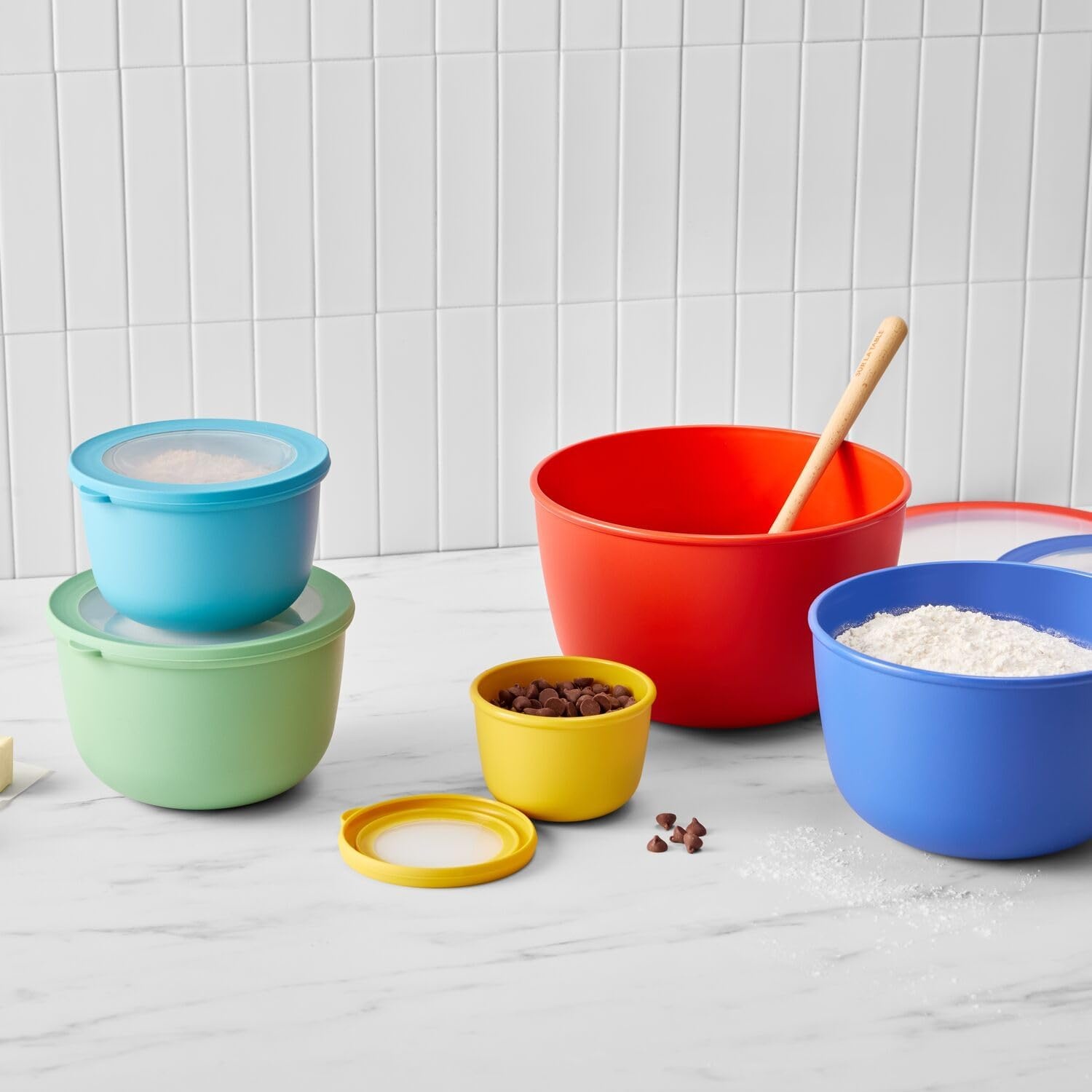 image:imageSur La Table 5Piece Mixing Bowl Set wLids Bright