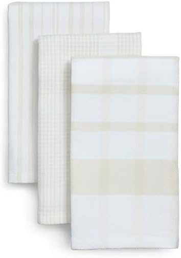 image:imageSur La Table Assorted Twill Kitchen Towels Cool Gray Set of 3 Mixed Coordinating Prints in Calm Neutral Tones for All Kitchen Tasks Set of 3Cool Gray