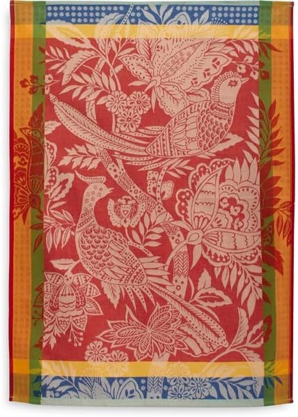 image:imageSur La Table Birds of Paradise Kitchen Towel Illustrated Cotton Towel with Vibrant Tropical Bird and Botanical Design