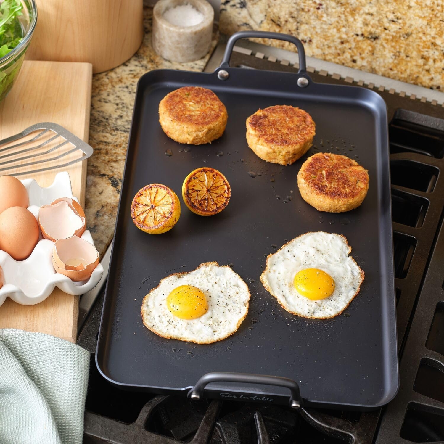 image:imageSur La Table Carbon Steel Double Burner Griddle 17 x 11 Black