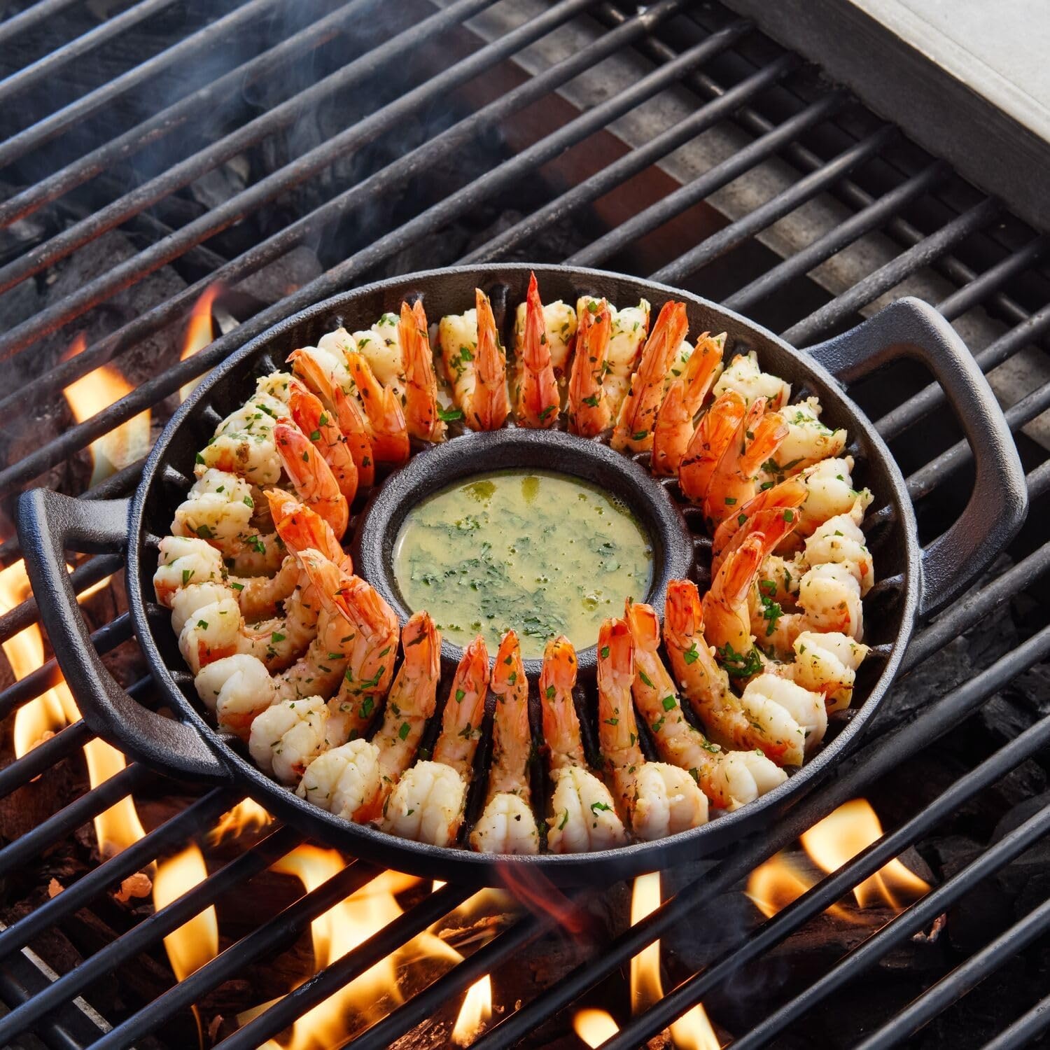 image:imageSur La Table Cast Iron Shrimp Pan PreSeasoned GrillandServe Skillet with Handles for Seafood and Tapas 10 in