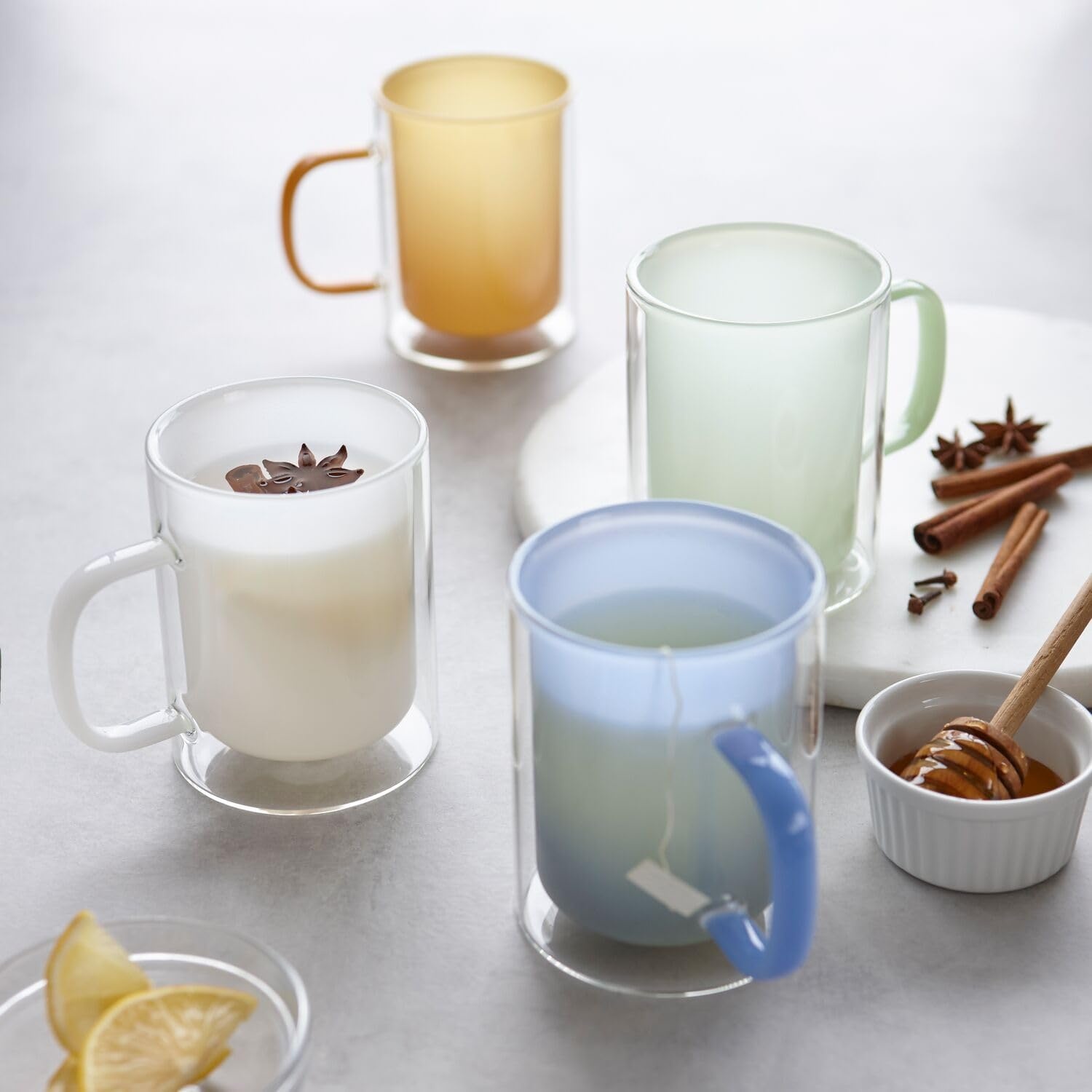 image:imageSur La Table Colored DoubleWall Mug Light Yellow Insulated Borosilicate Thermal Mug That Keeps Drinks Hot and Hands Cool