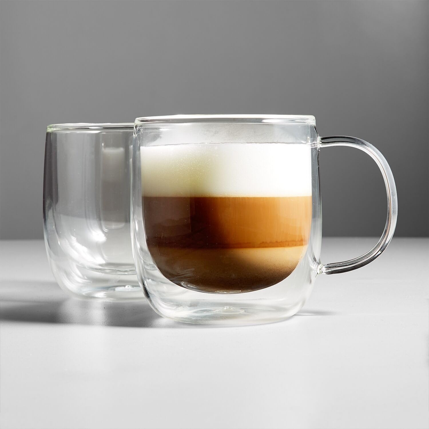 image:imageSur La Table DoubleWall Cappuccino Glasses Set of 2 Insulated Borosilicate Vessels That Keep Cappuccinos Hot and Hands Cool Set of 2