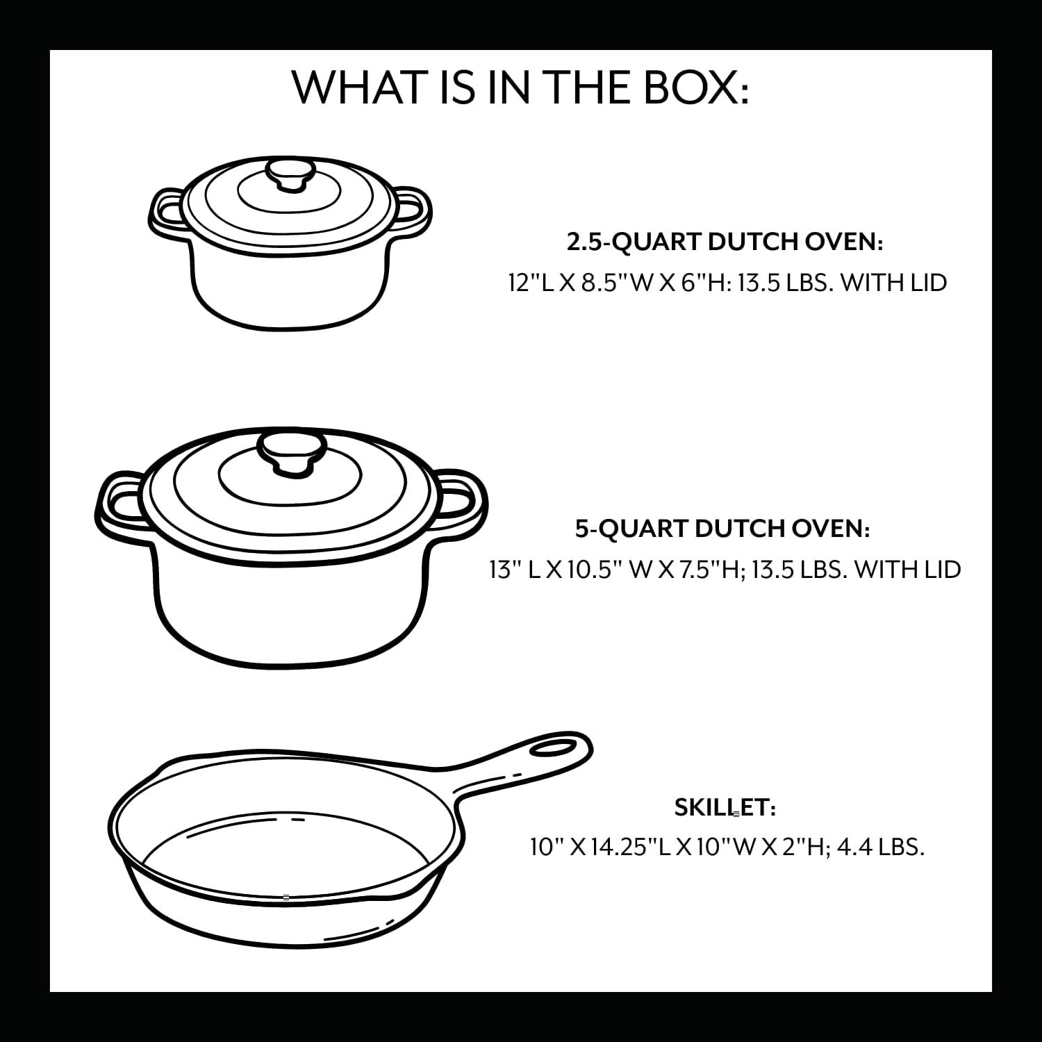 image:imageSur La Table Enameled Cast Iron Cookware Set Includes 5Qt amp 25Qt Dutch Ovens with Lids and 10 Skillet Oven to 500F Induction Compatible Essential Starter Gift Set BlueBlue