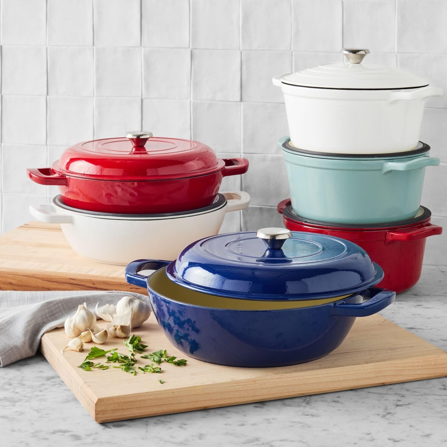 image:imageSur La Table Enameled Cast Iron Dutch Oven 5 Qt Oven and Broiler to 500 F for Braising Baking and Slow Cooking 5 Qt