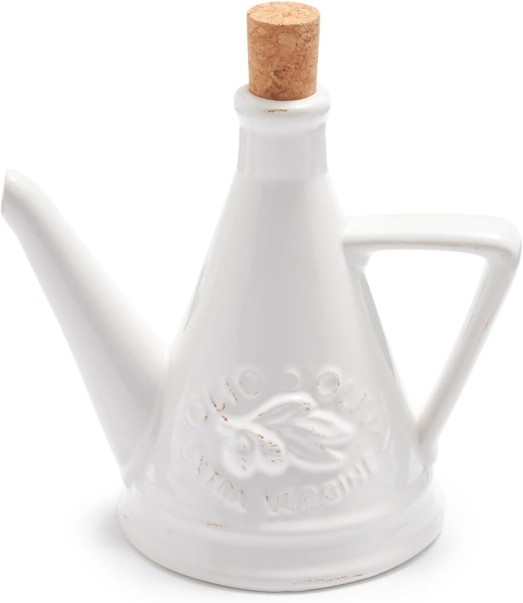 image:imageSur La Table Farmhouse Italian Oil Cruet Handmade Clay Vessel with Rustic Glaze and Pour Spout for Olive Oil and Vinegar 12 ozRed
