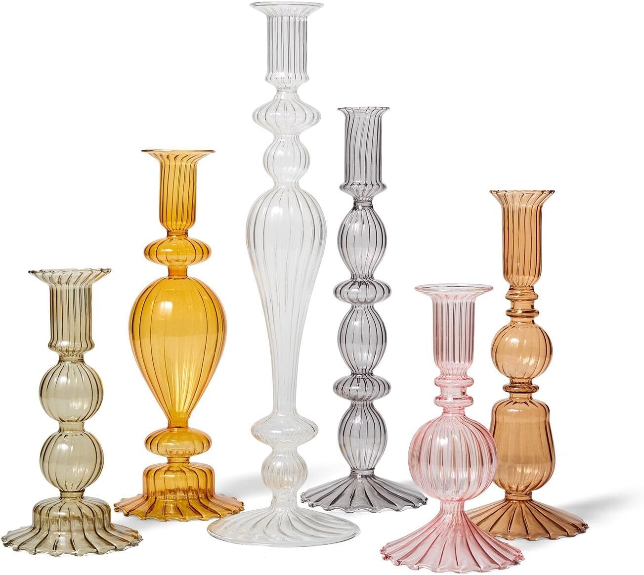image:imageSur La Table Glass Taper Candle Holder 135 Sky BlueClear