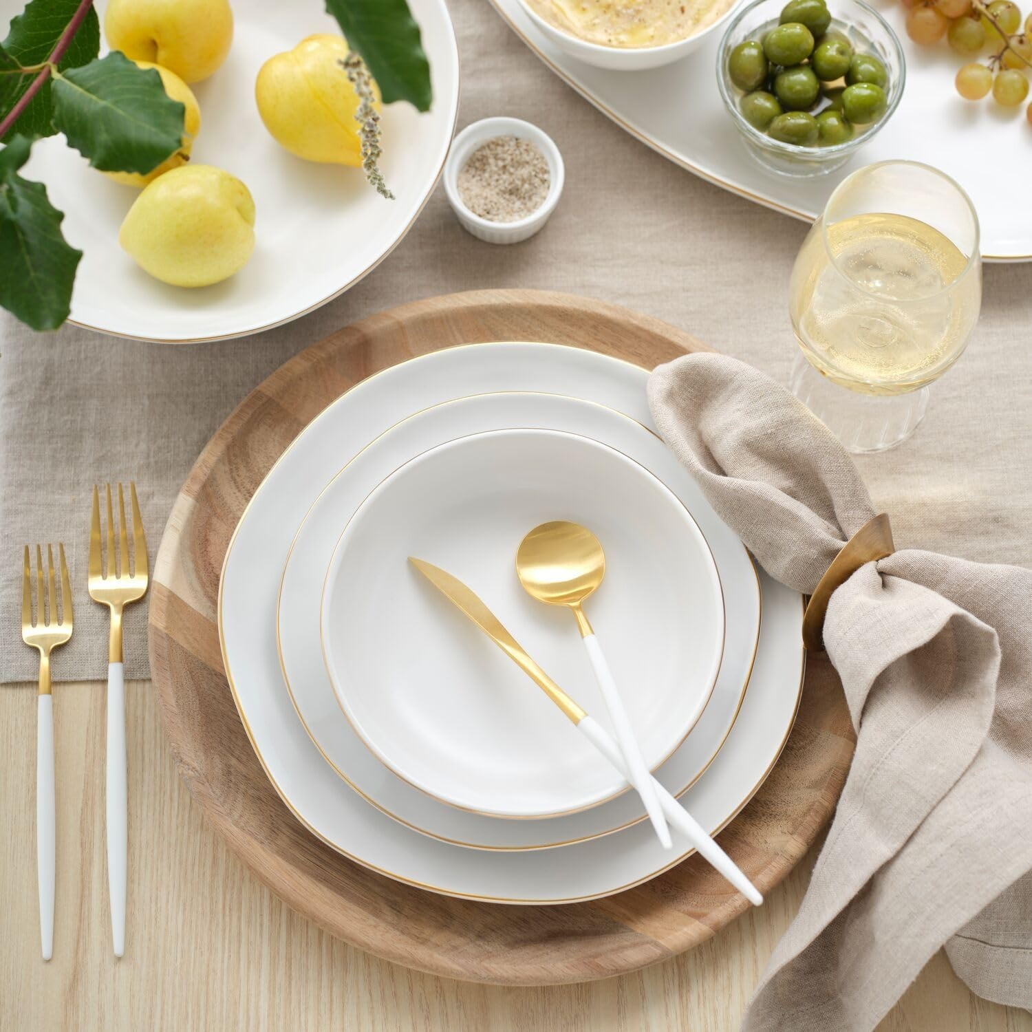 image:imageSur La Table Gold Rimmed Salad Plate Elegant White Porcelain Salad Plate with Refined Gold Rim for Everyday and Formal Dining
