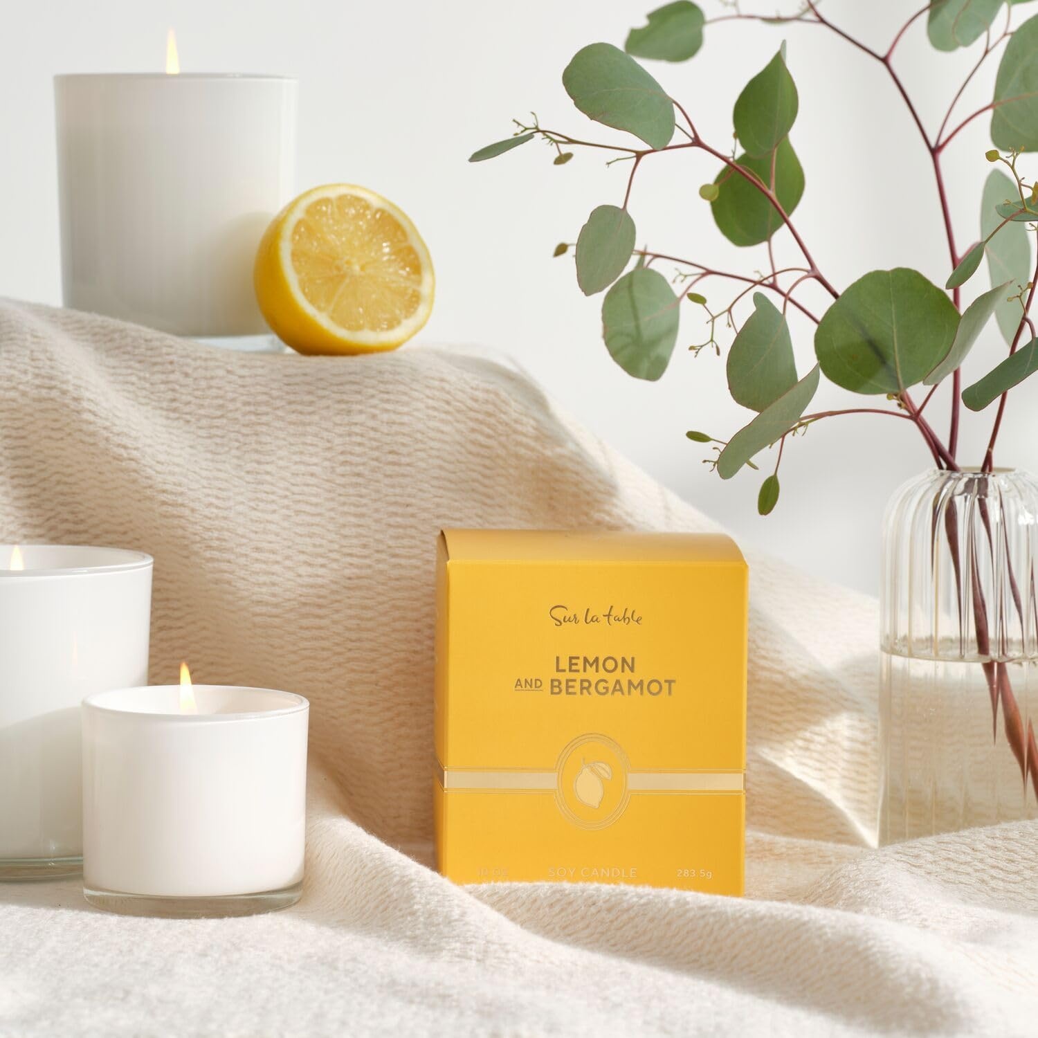 image:imageSur La Table Lemon amp Bergamot Scented Candle HandPoured Soy Blend with Fresh Citrus and TeaInspired Fragrance in Glass Jar 10 oz