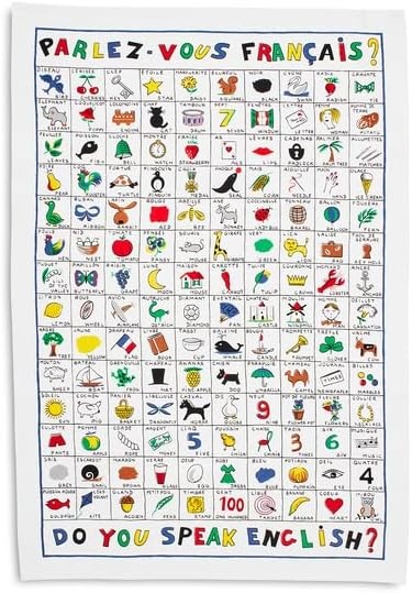 image:imageSur La Table Parlez Vous Franais Kitchen Towel Illustrated Cotton with French Vocabulary Design for Kitchen and Dining