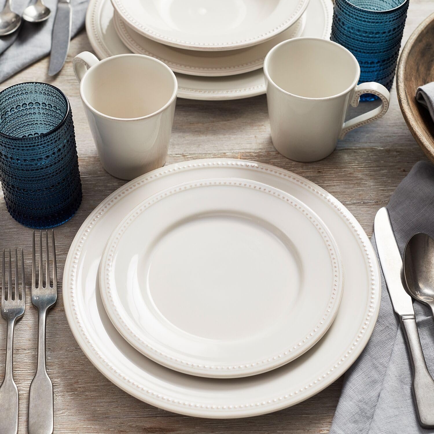 image:imageSur La Table Pearl Stoneware 16Piece Dinnerware Set White
