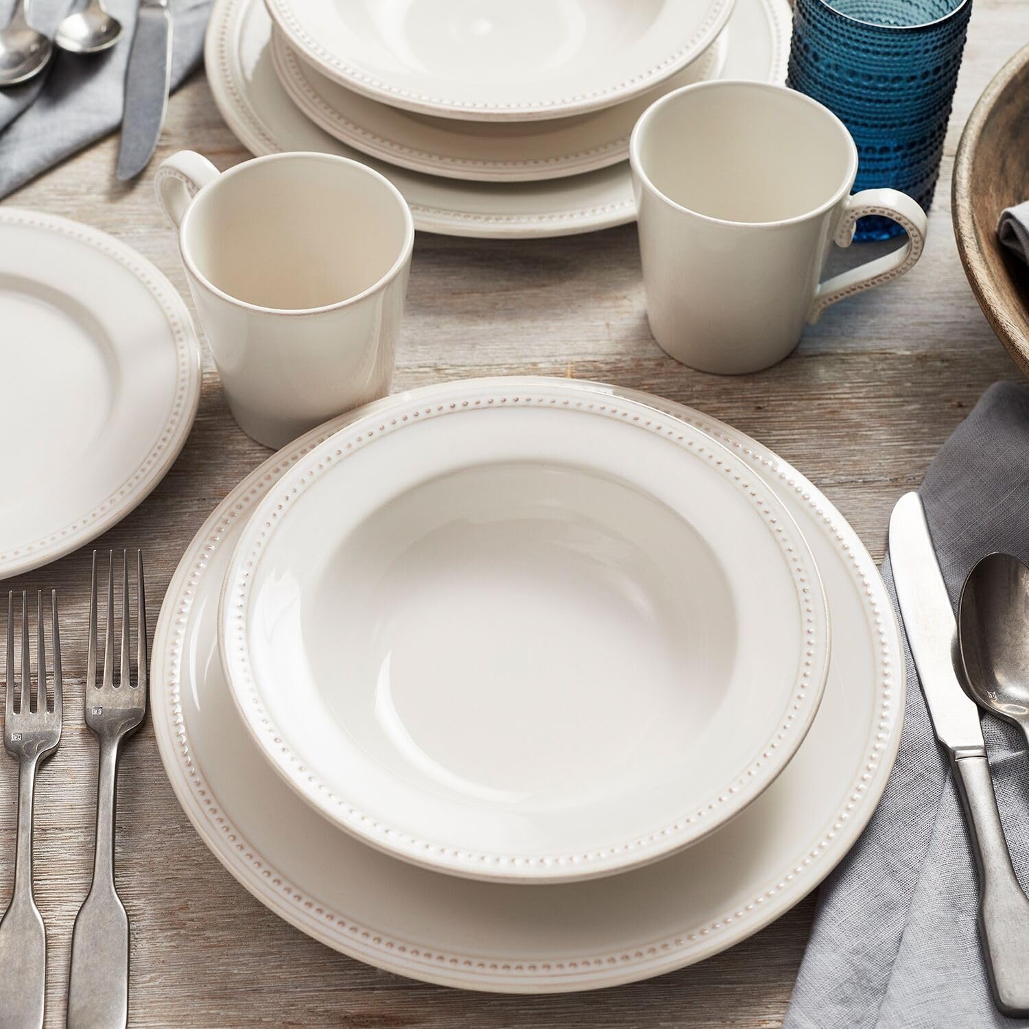 image:imageSur La Table Pearl Stoneware 16Piece Dinnerware Set White
