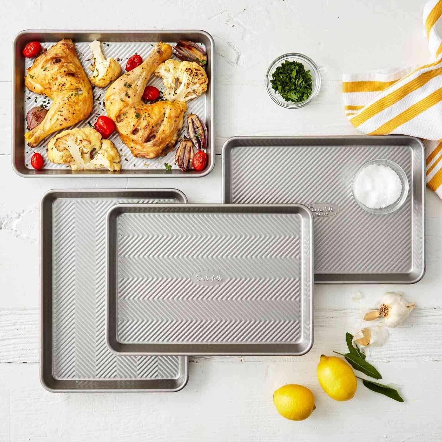 image:imageSur La Table Platinum Quarter Sheet Pans Set of 2 CommercialQuality Aluminized Steel Pans for Even Heat and No Warping Set of 2