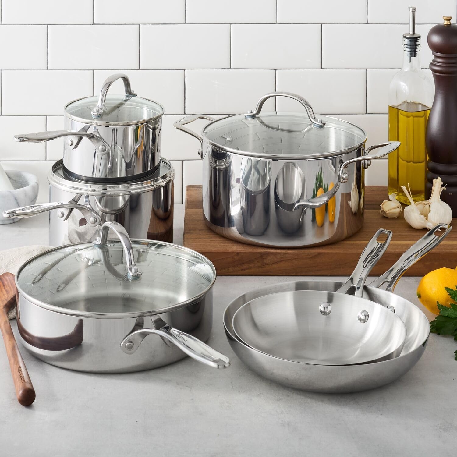 image:imageSur La Table Signature Stainless Steel 10Piece Cookware Set