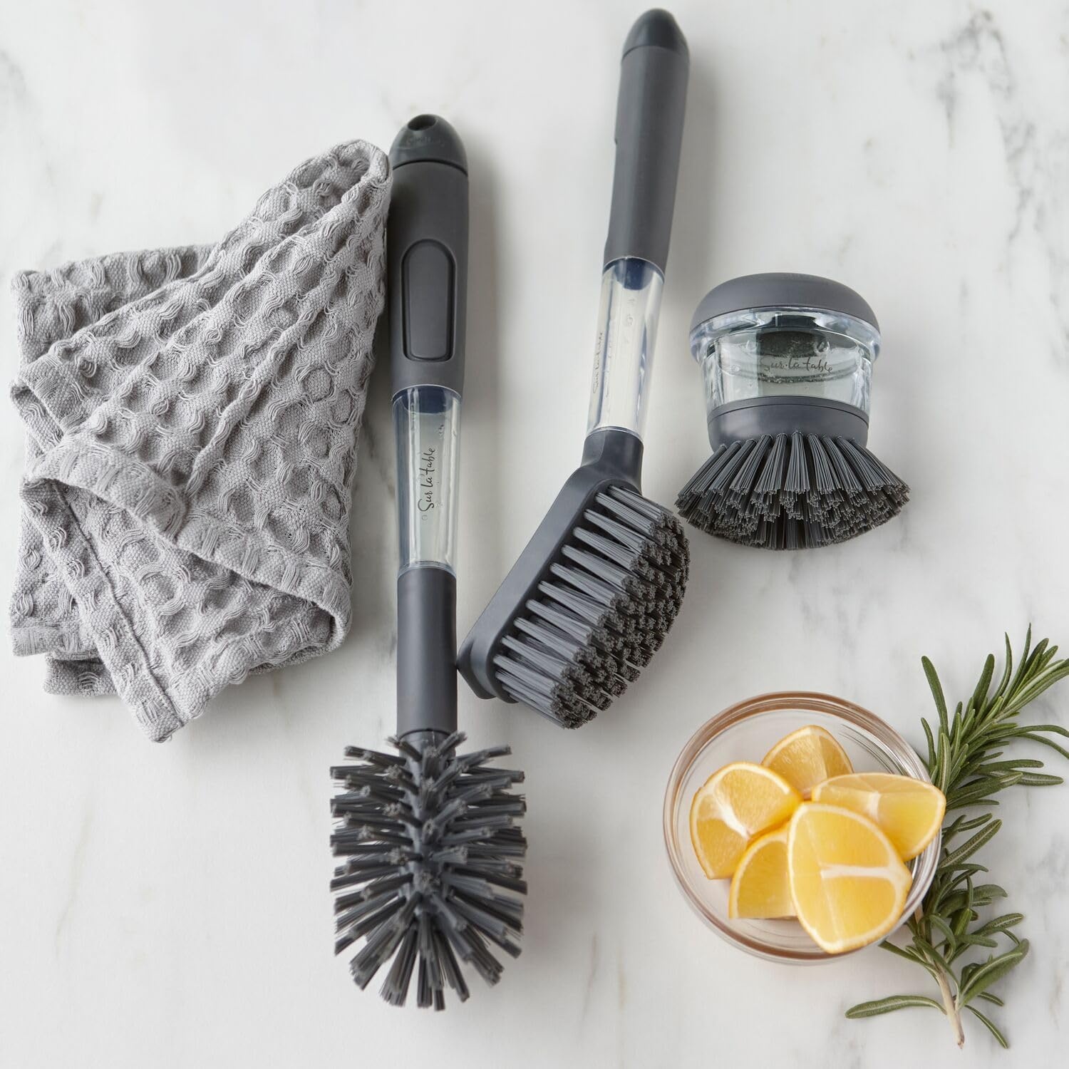 image:imageSur La Table Soap Dispensing Bottle Brush BuiltIn Soap Reservoir and Scrubbing Head with Long Handle for Deep Reach