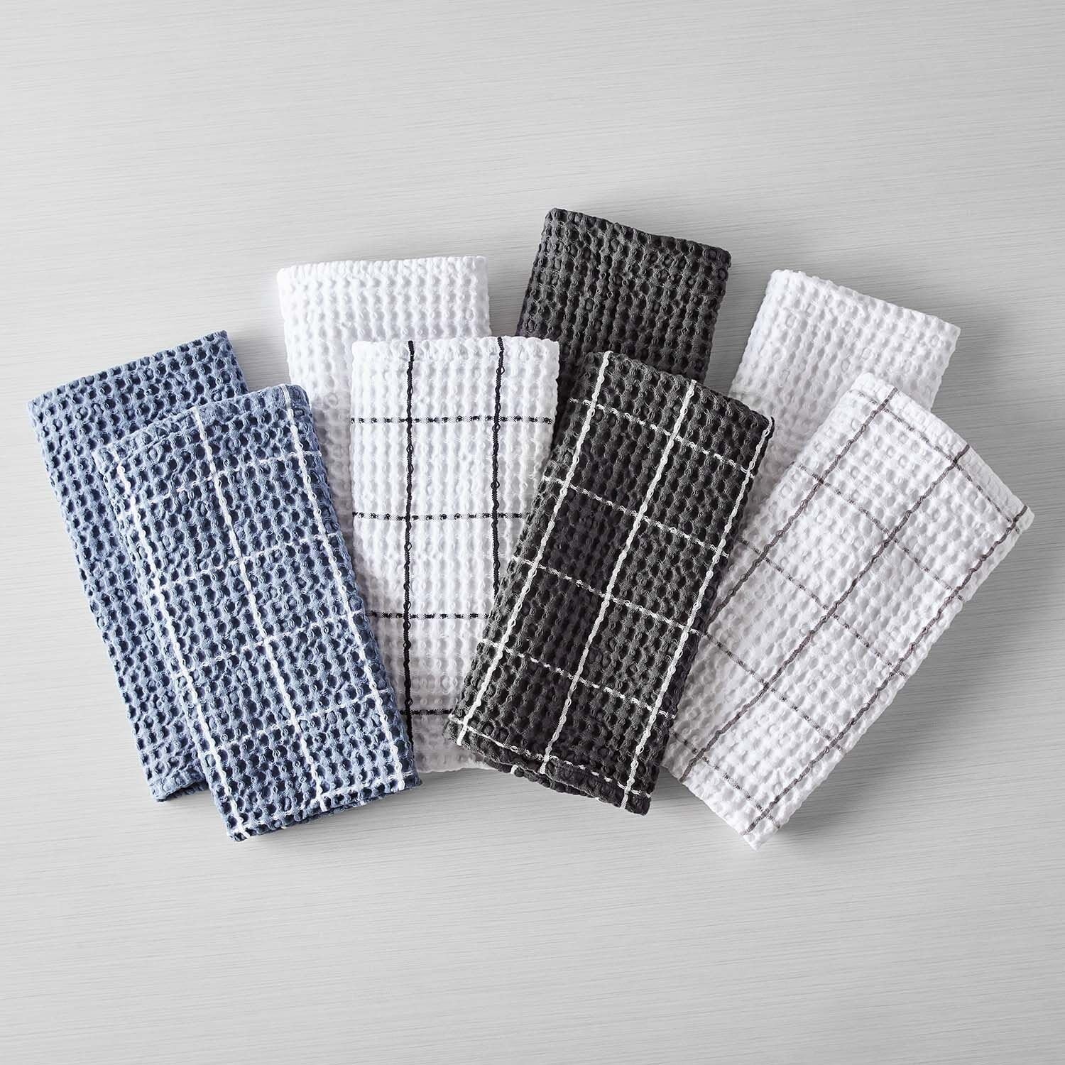 image:imageSur La Table Washed Waffle Kitchen Towels Set of 2 PreShrunk UltraAbsorbent Cotton for Drying Wiping and Produce Wrapping Set of 2Dove Grey