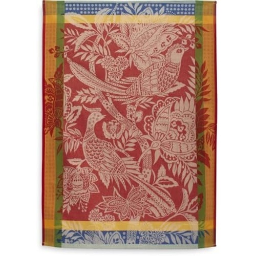 image:imageSur La Table Birds of Paradise Kitchen Towel Illustrated Cotton Towel with Vibrant Tropical Bird and Botanical Design
