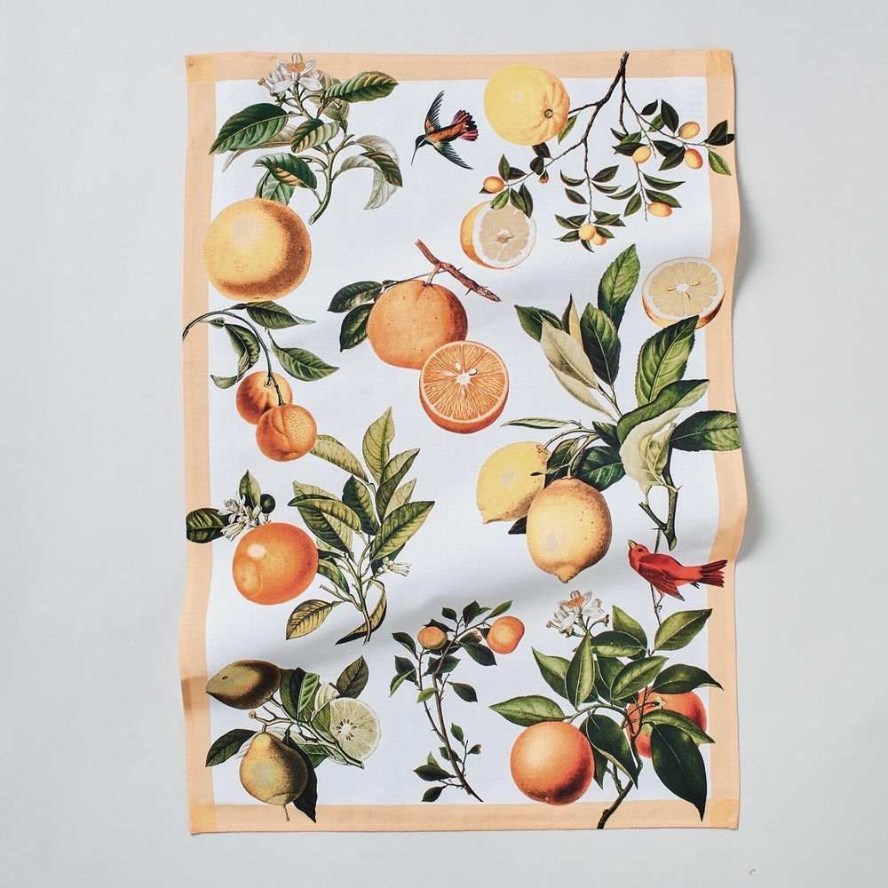 image:imageSur La Table Citrus Kitchen Towel Illustrated Cotton Towel with Vibrant Citrus Fruit and Botanical Design