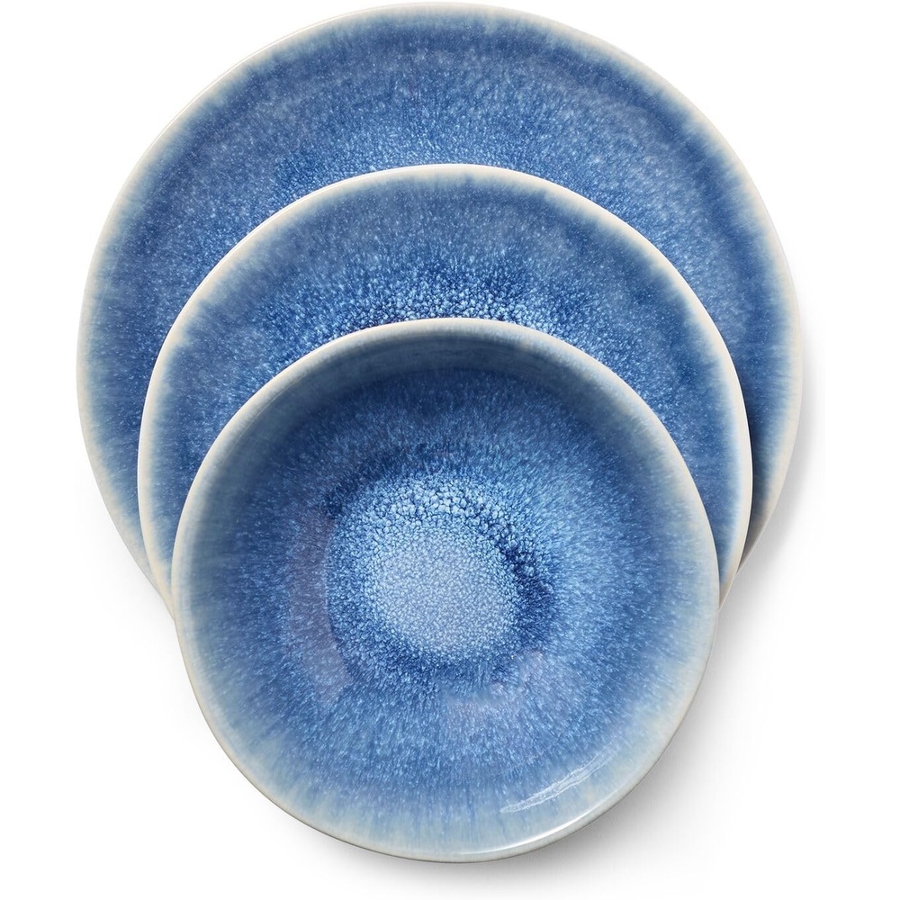 image:imageSur La Table Cloud Stoneware Dinnerware Set 12Piece Handcrafted Ceramic Collection Made in Portugal with Reactive Glaze Organic Design Dishwasher amp Microwave Blue