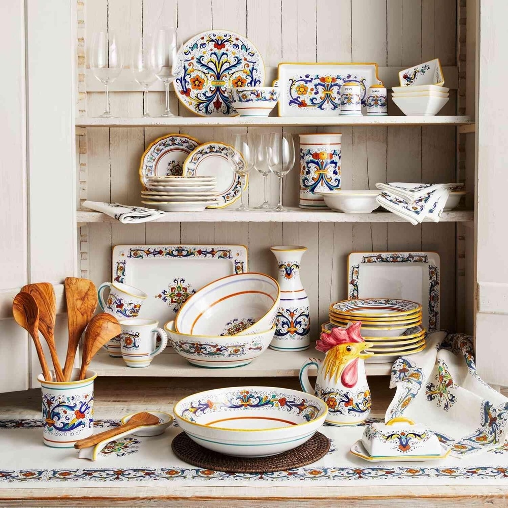 image:imageSur La Table Nova Deruta Handcrafted Earthenware Spoon Rest 11 in HandPainted Italian Ceramic Countertop Utensil Rest with RenaissanceInspired Design 11 in